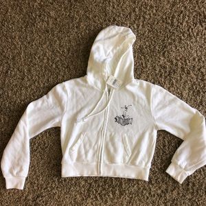 Cropped Brandy Melville white hoodie